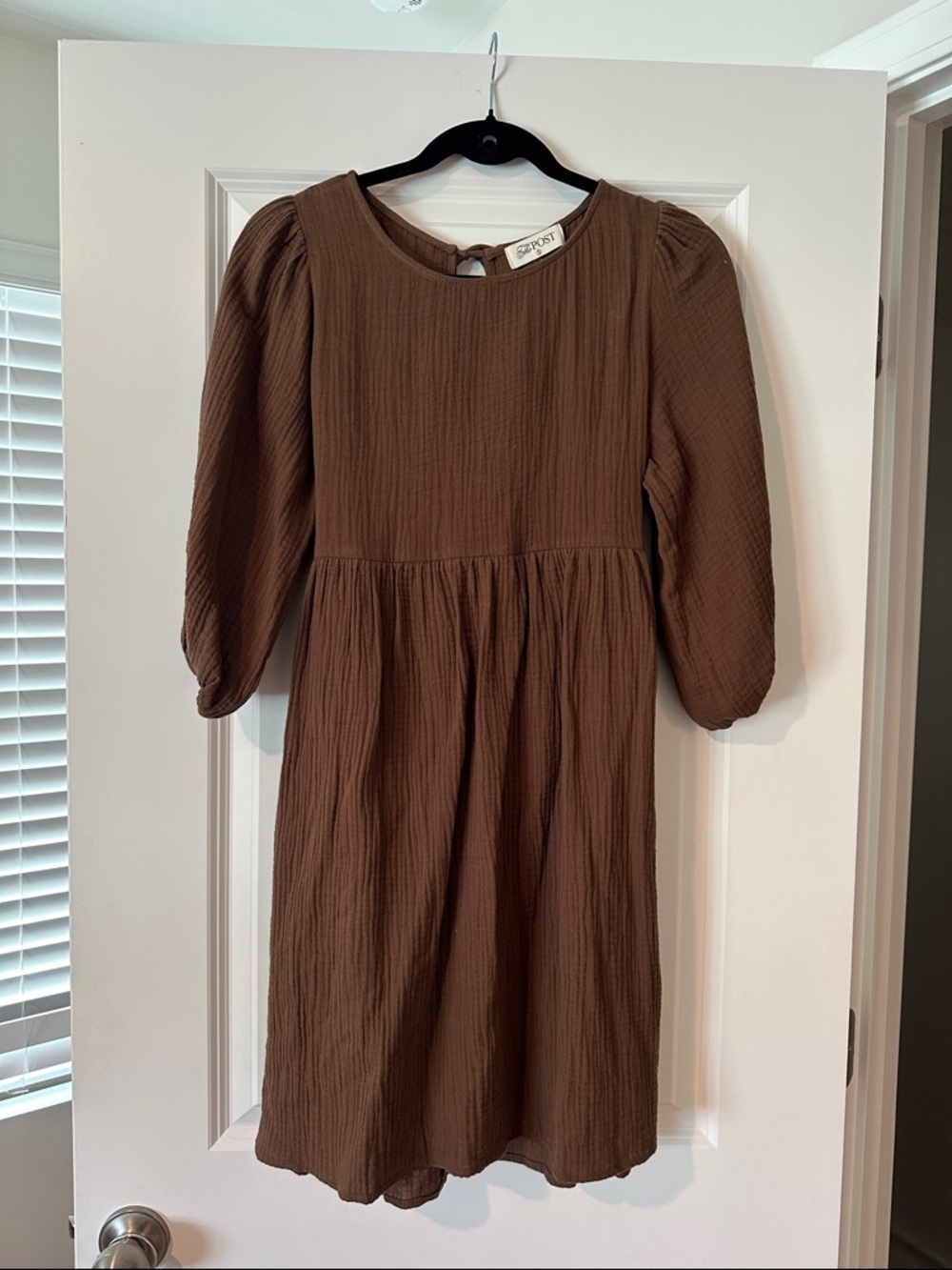Women’s Mid Sleeve Dress with Bow Back in Brown